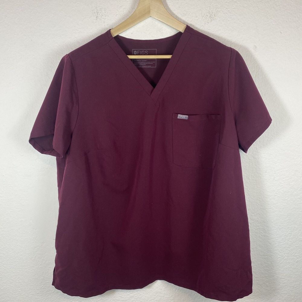 Figs‎ Women's 3XL Catarina One-Pocket Scrub Top Burgundy Medical Nurse